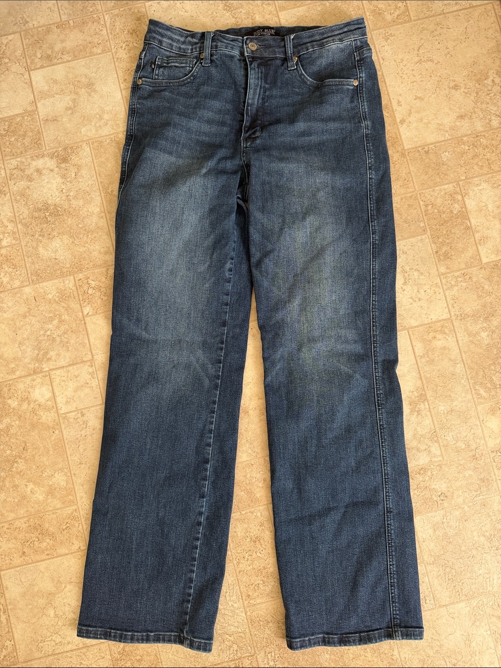 Judy Blue Women's Wide-Leg Jeans in Dark Blue Denim